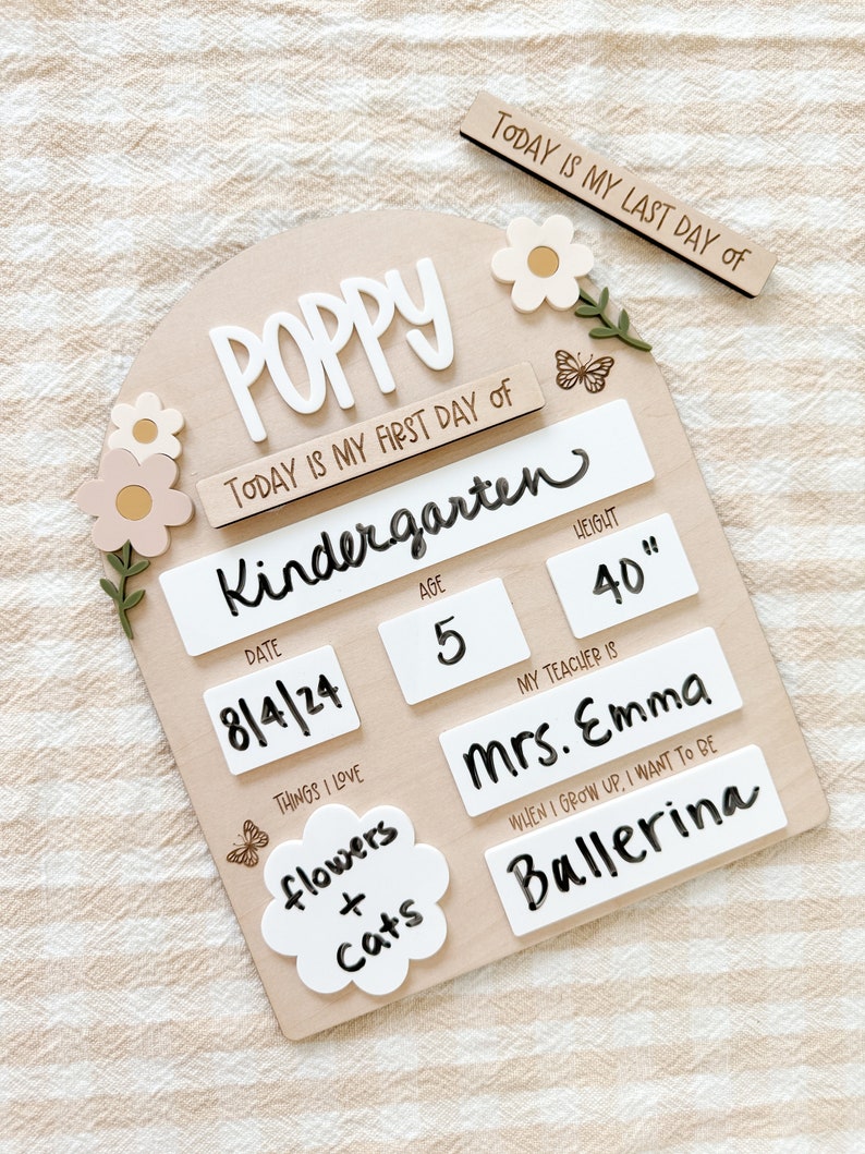 First Day of School Photo Prop Personalized Back to School Sign for Girls