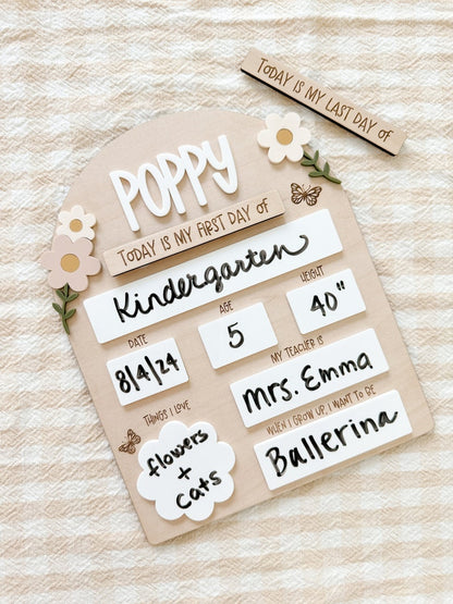 First Day of School Photo Prop Personalized Back to School Sign for Girls