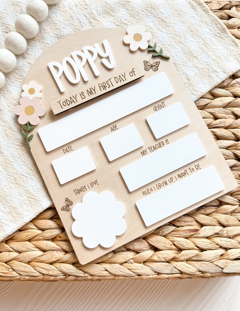 First Day of School Photo Prop Personalized Back to School Sign for Girls