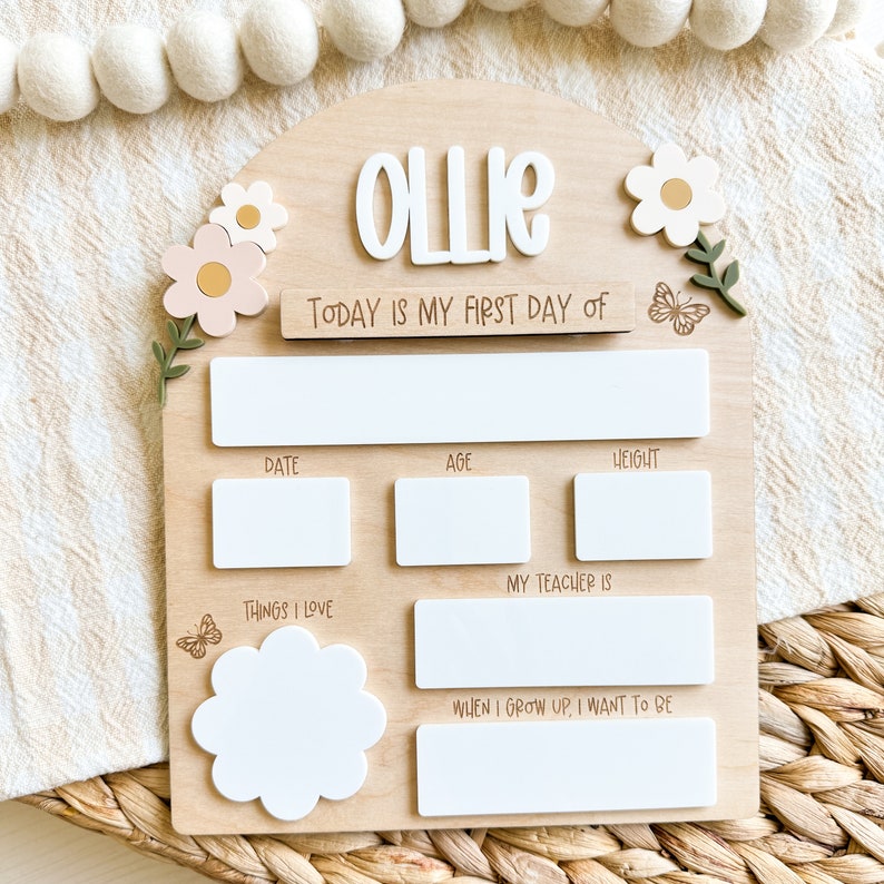 First Day of School Photo Prop Personalized Back to School Sign for Girls