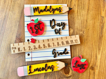 Personalized First Day School Sign Photo Prop Interchangeable Back to School Board