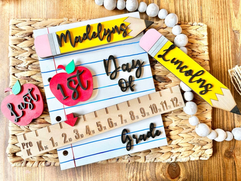 Personalized First Day School Sign Photo Prop Interchangeable Back to School Board