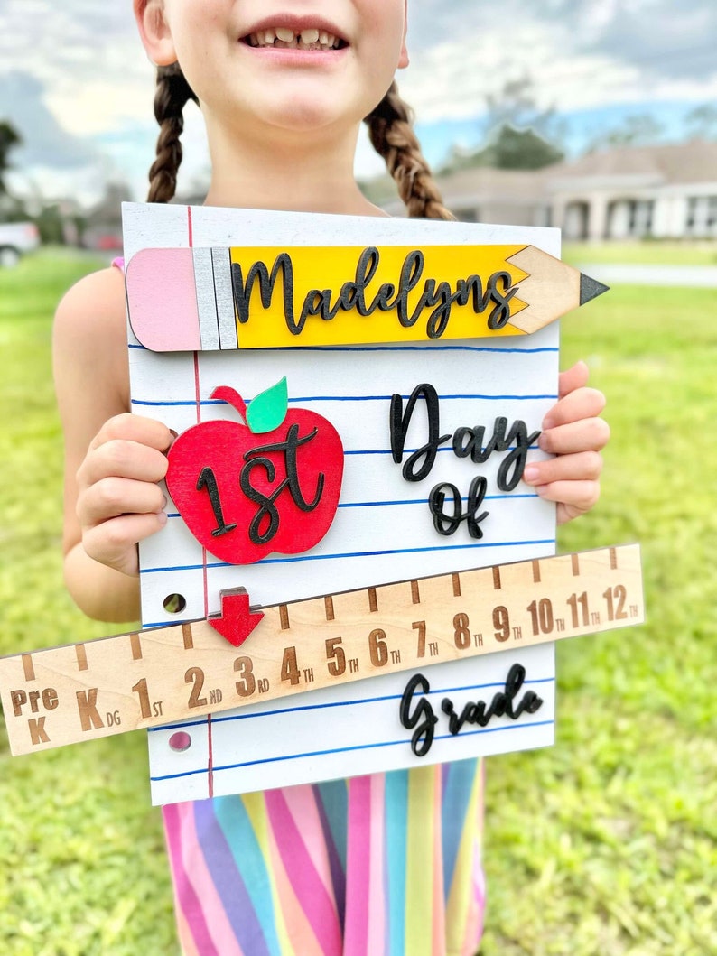 Personalized First Day School Sign Photo Prop Interchangeable Back to School Board