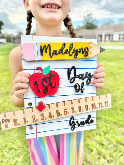 Personalized First Day School Sign Photo Prop Interchangeable Back to School Board