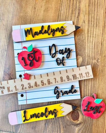 Personalized First Day School Sign Photo Prop Interchangeable Back to School Board