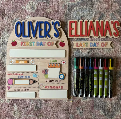 Personalized First Day Last Day School Sign Wooden Back To School Board For Kids