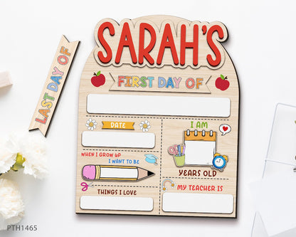 Personalized First Day Last Day School Sign Wooden Back To School Board For Kids