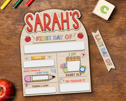 Personalized First Day Last Day School Sign Wooden Back To School Board For Kids