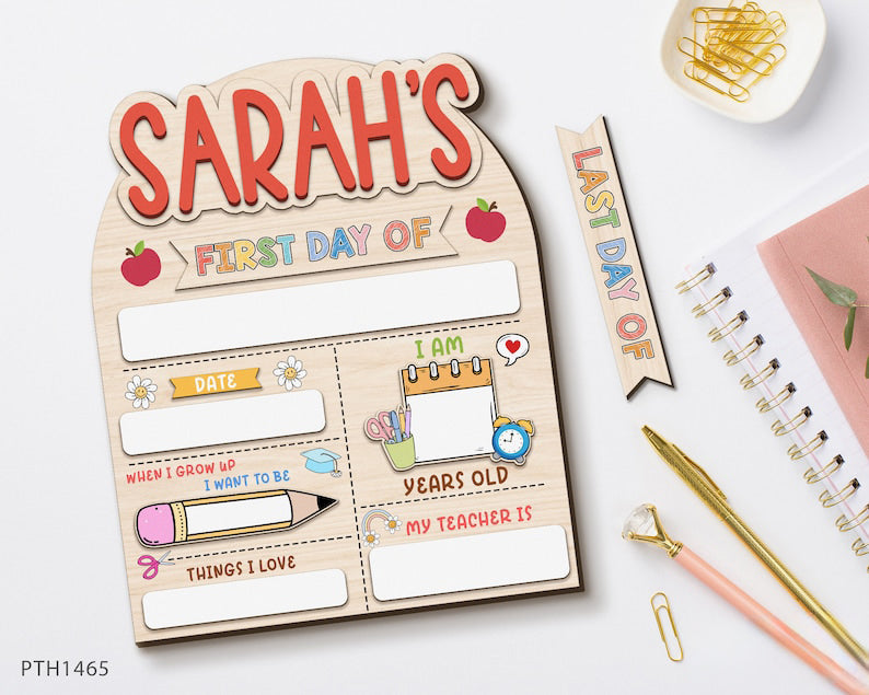 Personalized First Day Last Day School Sign Wooden Back To School Board For Kids