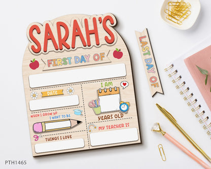 Personalized First Day Last Day School Sign Wooden Back To School Board For Kids