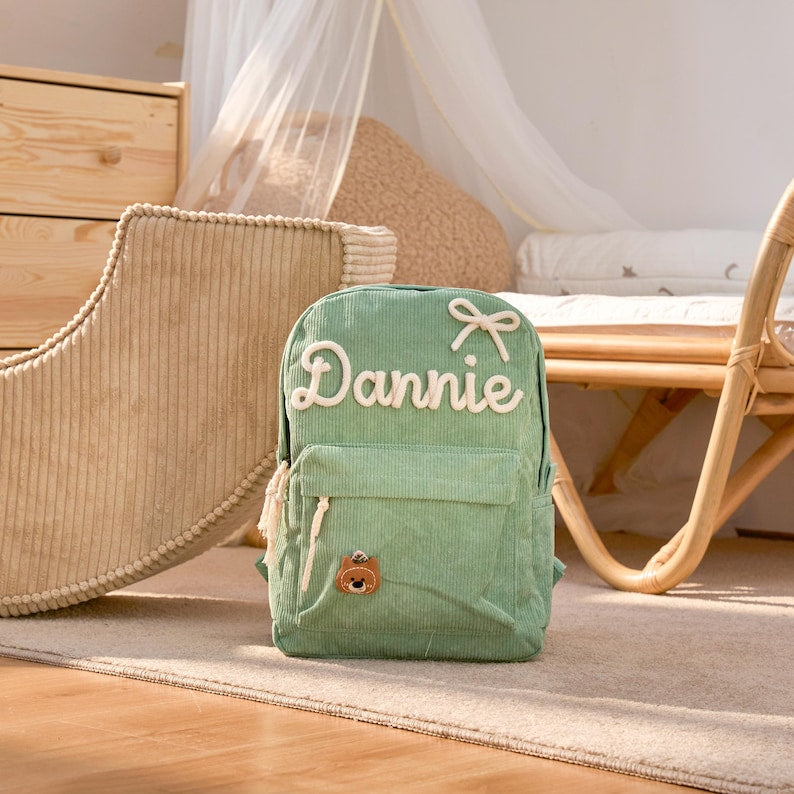 Custom Toddler Backpack Corduroy Bag Back to School Gift for Kids and Babies