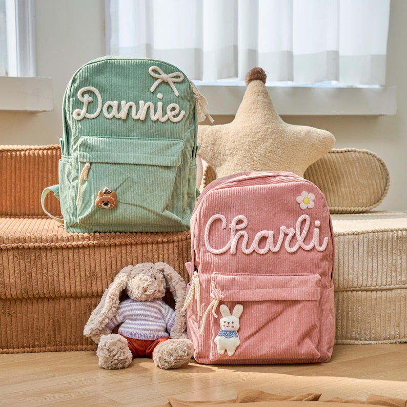 Custom Toddler Backpack Corduroy Bag Back to School Gift for Kids and Babies