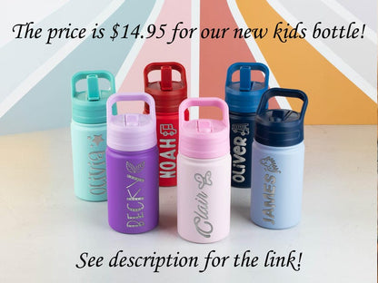 Custom Kids Water Bottle Back to School Gift with Engraved Name for Kids