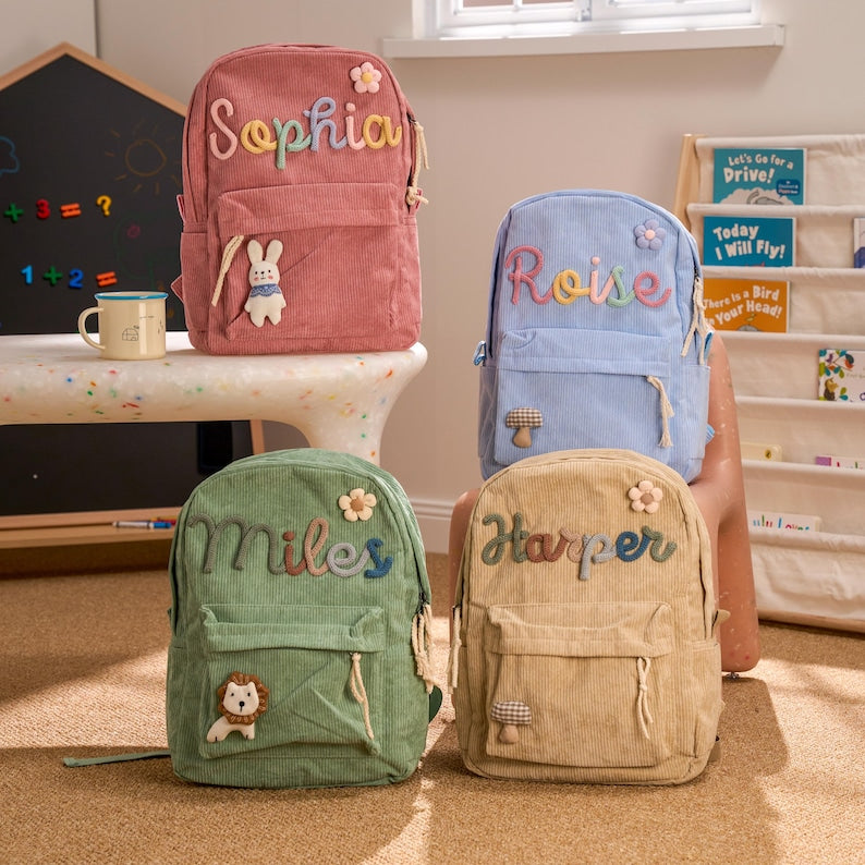 Custom Toddler Backpack Corduroy Bag Back to School Gift for Kids and Babies