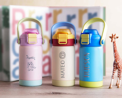 Custom Kids Water Bottle Back to School Gift for Kids with Engraved Name