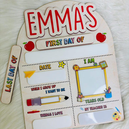 Custom First and Last Day School Sign Back to School Kindergarten Preschool Chalkboard with Name