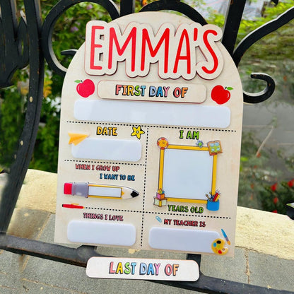 Custom First and Last Day School Sign Back to School Kindergarten Preschool Chalkboard with Name