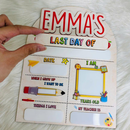 Custom First and Last Day School Sign Back to School Kindergarten Preschool Chalkboard with Name