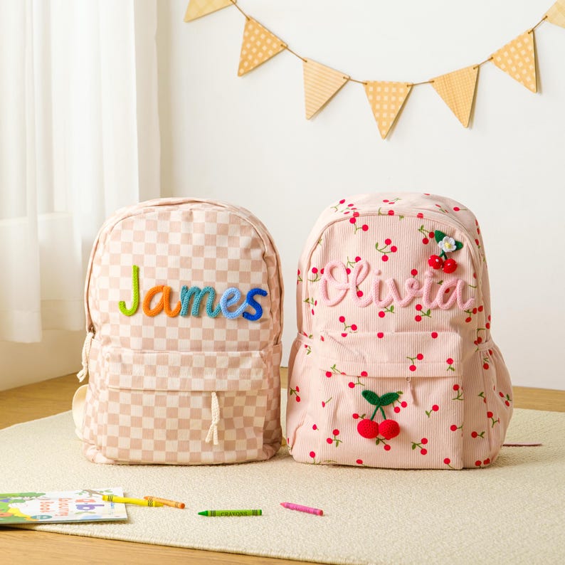 Personalized Kids Backpack Lunch Bag Corduroy Toddler Bag Back to School Gift