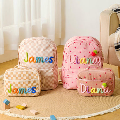 Personalized Kids Backpack Lunch Bag Corduroy Toddler Bag Back to School Gift