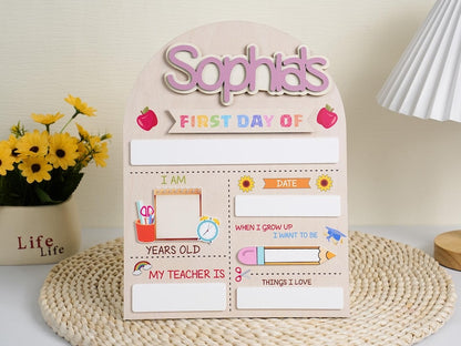 Custom First Day of School Sign Back to School Preschool Kindergarten Wooden Board with Last Day Sign