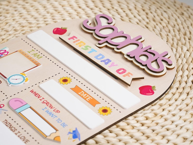 Custom First Day of School Sign Back to School Preschool Kindergarten Wooden Board with Last Day Sign