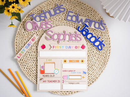 Custom First Day of School Sign Back to School Preschool Kindergarten Wooden Board with Last Day Sign