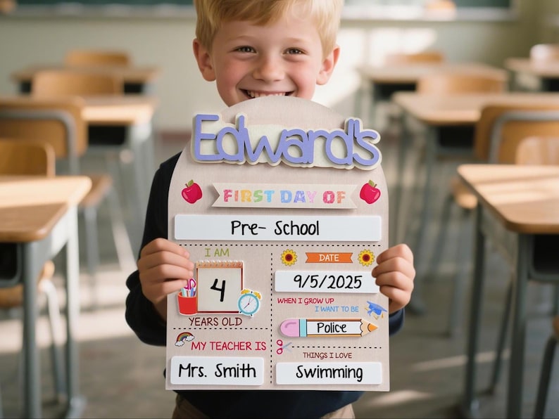 Custom First Day of School Sign Back to School Preschool Kindergarten Wooden Board with Last Day Sign