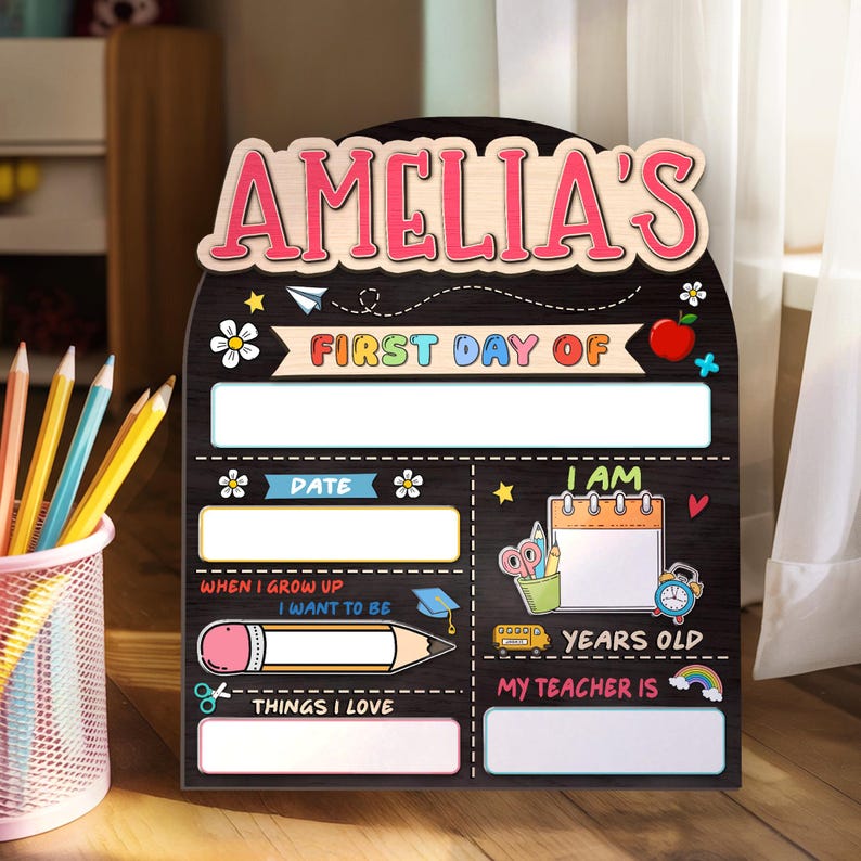 Custom First Day of School Sign 1st Day School Board Reusable Kindergarten Back to School