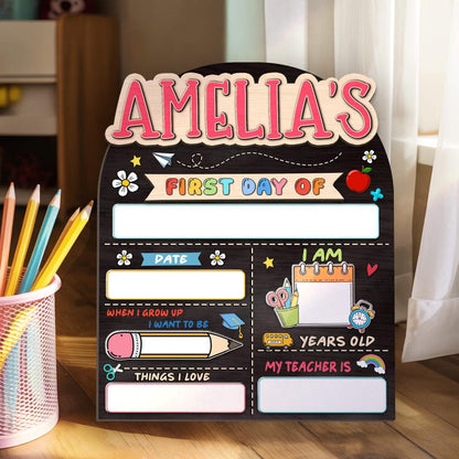 Custom First Day of School Sign 1st Day School Board Reusable Kindergarten Back to School