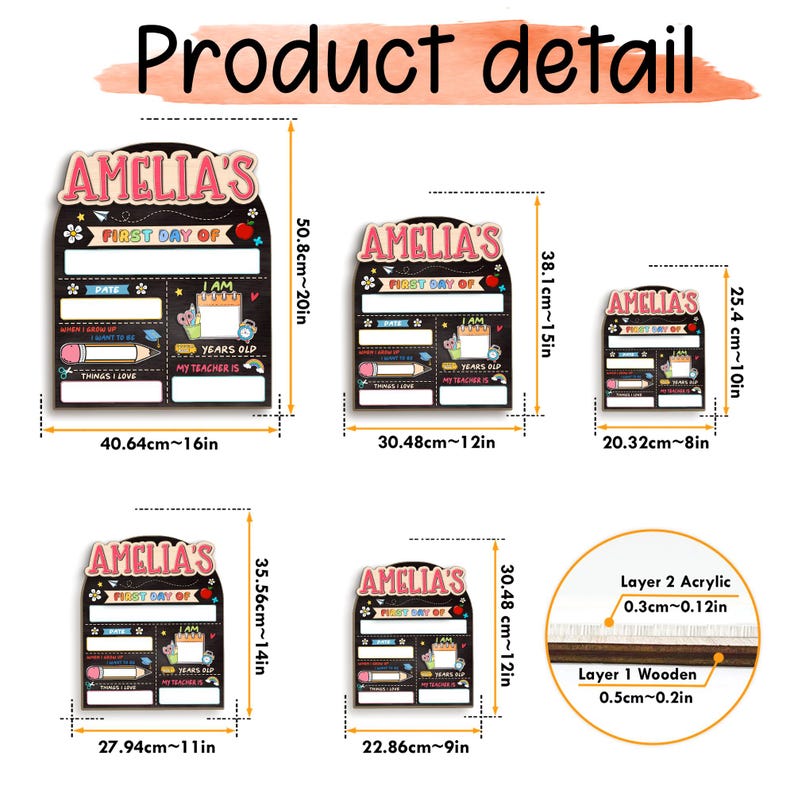 Custom First Day of School Sign 1st Day School Board Reusable Kindergarten Back to School
