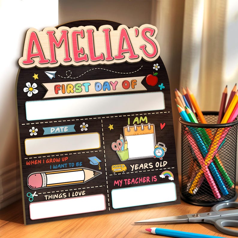Custom First Day of School Sign 1st Day School Board Reusable Kindergarten Back to School