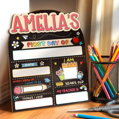 Custom First Day of School Sign 1st Day School Board Reusable Kindergarten Back to School