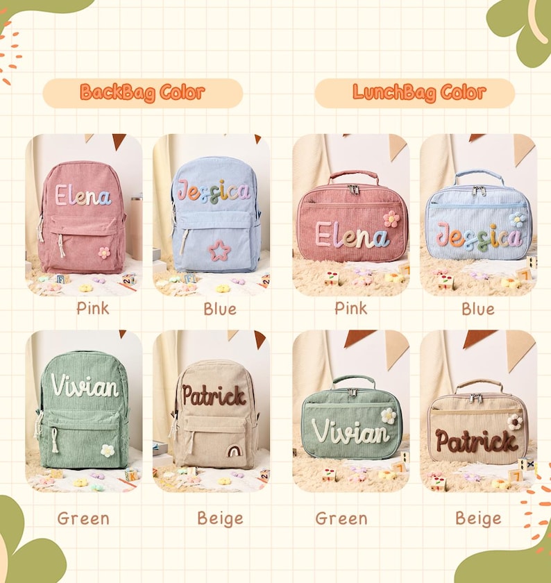 Custom Kids Name Lunch Bag Back to School Tote Backpack Gift for Toddlers