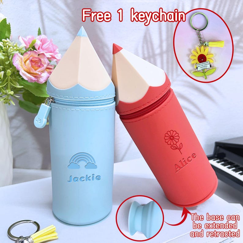 Soft Silicone Pencil Case Back to School Gift for Kids with Name Custom Bag