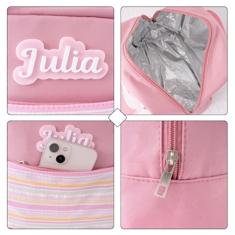 Personalized Kids Backpack Set Lunch Bag Pencil Case Gift for Girls Back to School