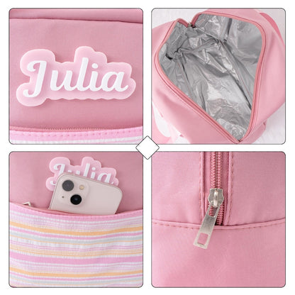 Personalized Kids Backpack Set Lunch Bag Pencil Case Gift for Girls Back to School