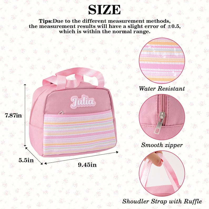 Personalized Kids Backpack Set Lunch Bag Pencil Case Gift for Girls Back to School