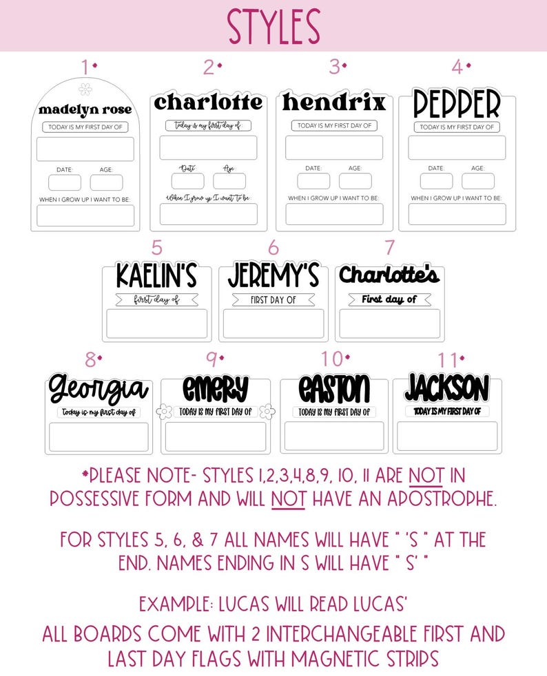 Back to School Photo Sign Custom First Day Last Day Memory Board