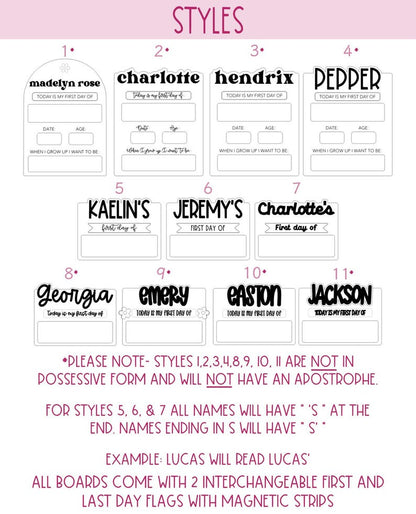 Back to School Photo Sign Custom First Day Last Day Memory Board