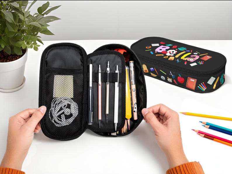 Personalized Zipper Pencil Case Back to School Gift for Kids with Storage