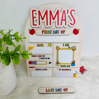 Custom First and Last Day School Sign Back to School Kindergarten Preschool Chalkboard with Name