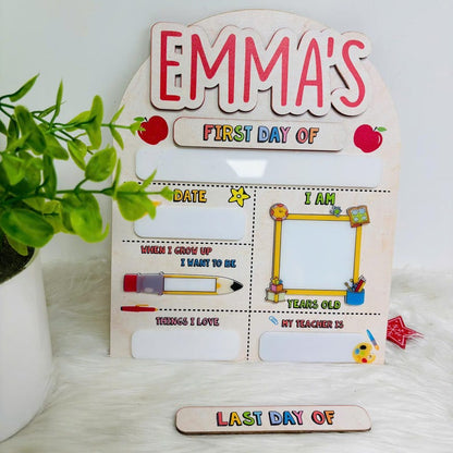 Custom First and Last Day School Sign Back to School Kindergarten Preschool Chalkboard with Name