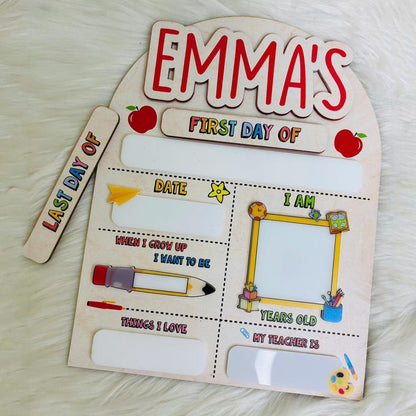 Custom First and Last Day School Sign Back to School Kindergarten Preschool Chalkboard with Name