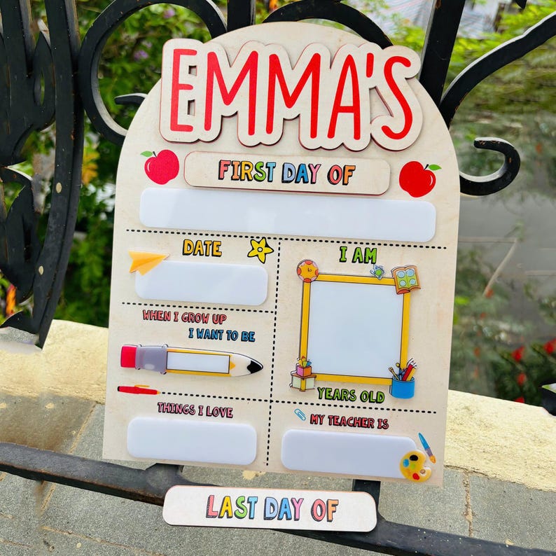 Custom First and Last Day School Sign Back to School Kindergarten Preschool Chalkboard with Name