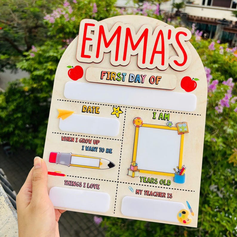 Custom First and Last Day School Sign Back to School Kindergarten Preschool Chalkboard with Name