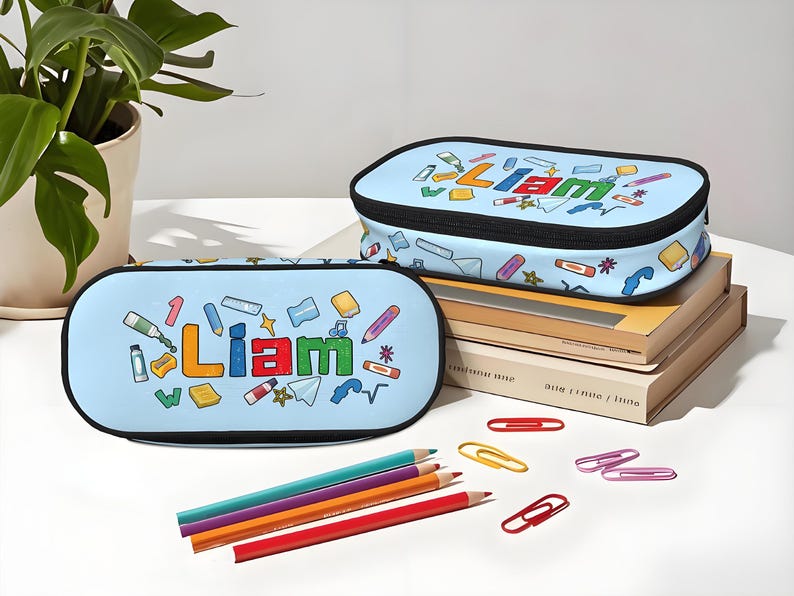 Personalized Zipper Pencil Case Back to School Gift for Kids with Storage