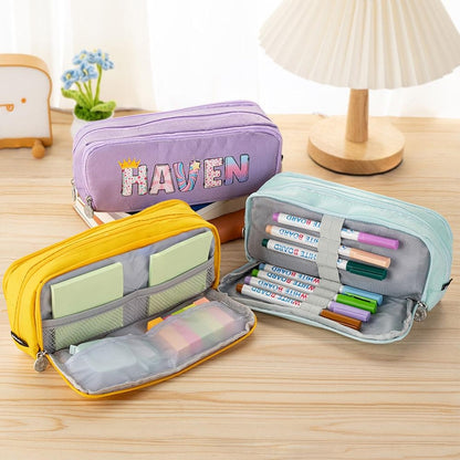 Large Capacity Pencil Case Back to School Gift for Kids with Name Storage