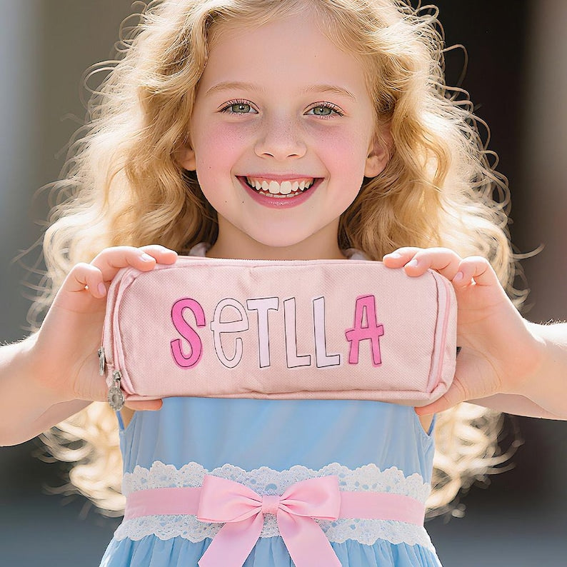 Large Capacity Pencil Case Back to School Gift for Kids with Name Storage