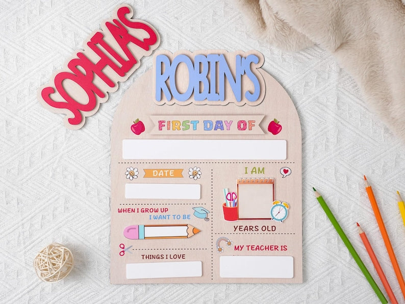 Custom First Day Of School Sign Last Day of School Sign Personalized Name Preschool Back To School Dry Erase Board